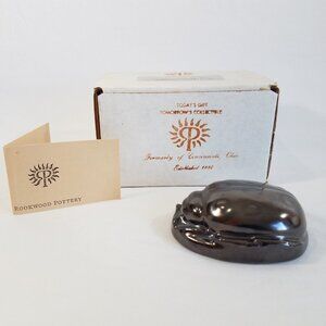 Rookwood Pottery Iridescent Black Brown Ladybug Paperweight RARE 1986 6595